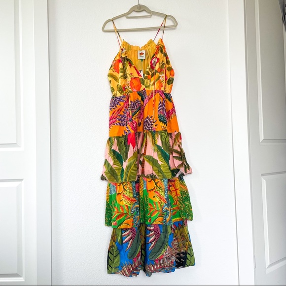 Anthropologie Farm Rio Tiered Halter Midi Dress - Picture 5 of 9